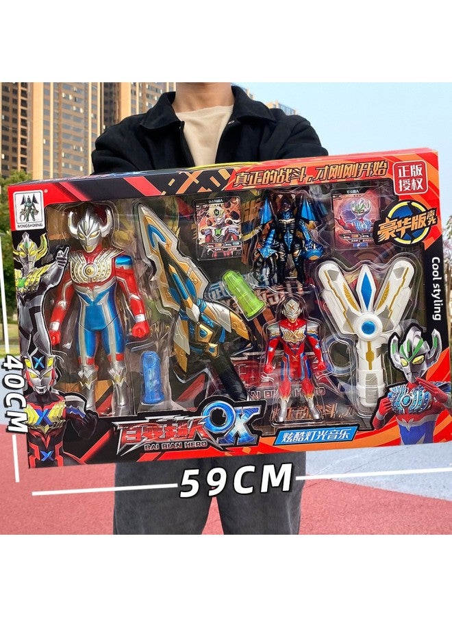 Training Institutions To ReThe Big Gift Chinese Superman Hero Transformer Boy Ott Toy Kindergarten Gift-Color:Large Sound And Light Superman + Mask Set  199 - Image 3