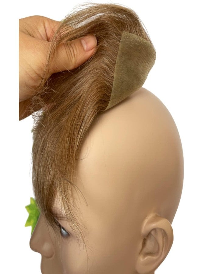 Voloria Men Forehead Hairline Toupee 100% Human Hair Skin PU Man Hairpieces Frontal Hair Topper for Receding Natural Hairline Replacement Systems #21 Ash Blonde Color 0.78x6.29INCH - Image 5