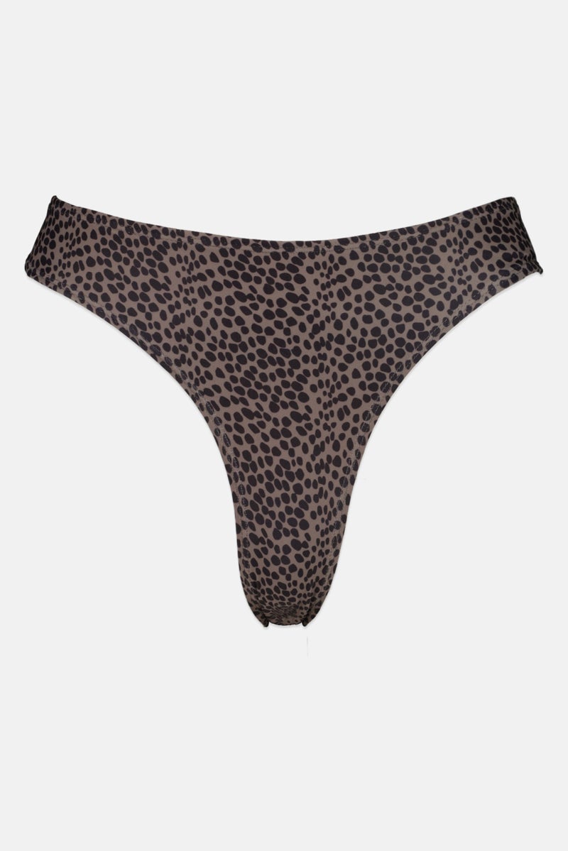 hunkemoller Women Allover Printed Bikini Bottom, Dark Grey - Image 1