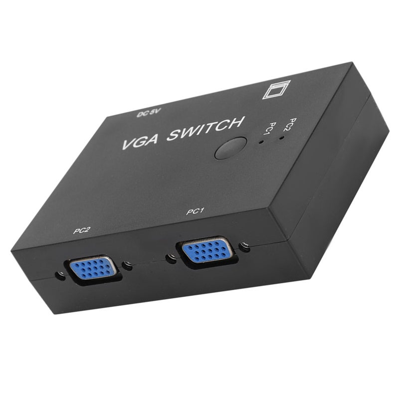 مقسم VGA 2 مداخل - 1 مخرج محول ذو منفذين - زر تبديل يدوي لمشاركة الشاشة إكسسوار كمبيوتر لأجهزة اللابتوب وشاشات LED لنقل الإشارة - Image 2