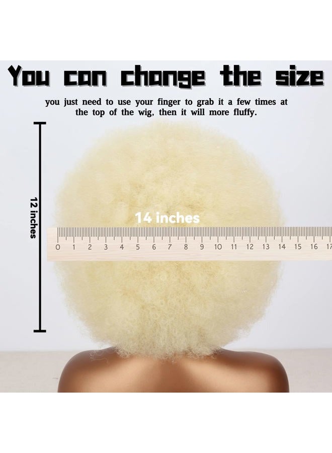 Xinran 70s Blonde Afro Wigs for Black Women, Beige Blonde Curly Afro Wigs Natural Looking, Large Bouncy Afro Wigs for Women - Image 3