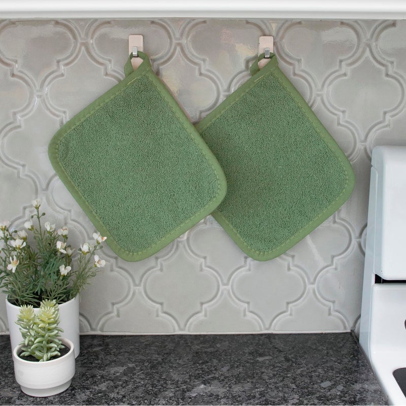 RITZ Terry Potholder & Hot Pad: Unparalleled Heat Resistant, Durable 100% Cotton â€“ Ergonomically Designed for Optimal Grip â€“ Easy-Care Machine Washable â€“ 4-Pack, Juniper - Image 5