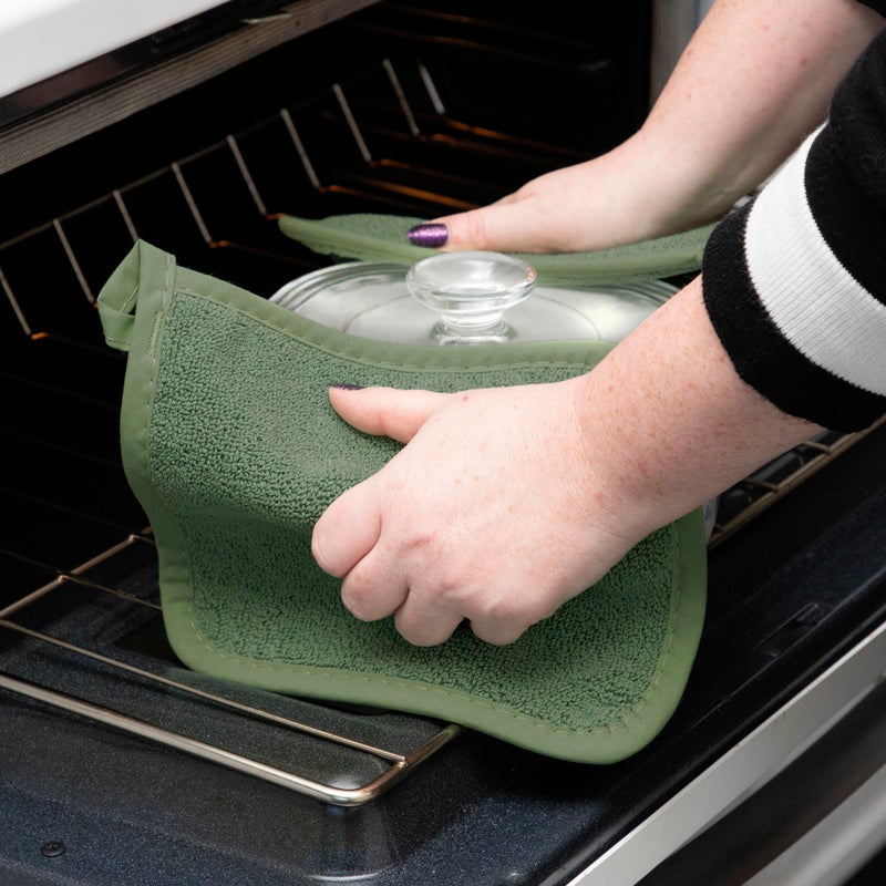 RITZ Terry Potholder & Hot Pad: Unparalleled Heat Resistant, Durable 100% Cotton â€“ Ergonomically Designed for Optimal Grip â€“ Easy-Care Machine Washable â€“ 4-Pack, Juniper - Image 4