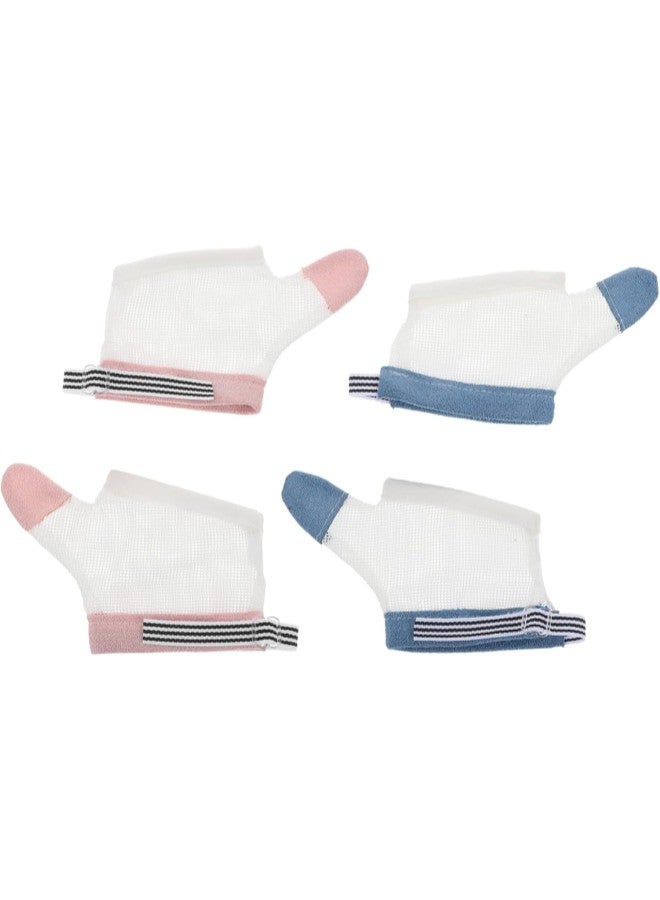 klarako 2 Pairs Baby Thumb Sucking Stop Finger Guard Kids Stop Thumb Sucking Glove No Scratch Breathable Finger Thumb Protector with Wrist Band for Toddlers S White  - Image 1
