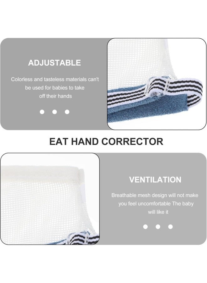 klarako 2 Pairs Baby Thumb Sucking Stop Finger Guard Kids Stop Thumb Sucking Glove No Scratch Breathable Finger Thumb Protector with Wrist Band for Toddlers S White  - Image 3