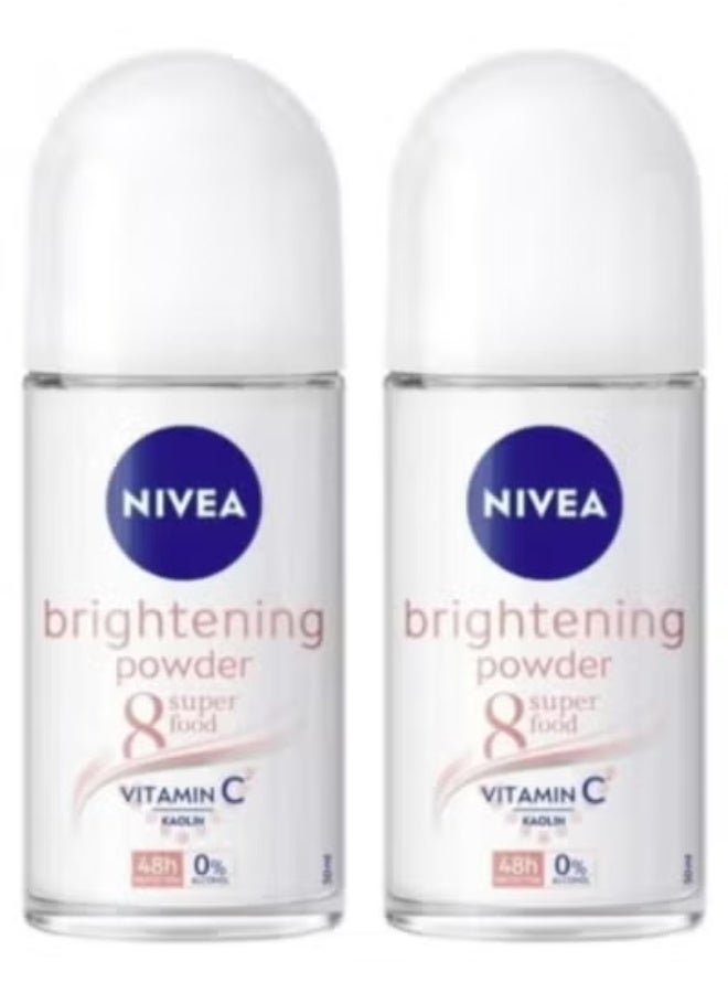 Nivea Two pieces of Nivea Lightening Powder Roll On 8 Super Food 50 ml - Image 1