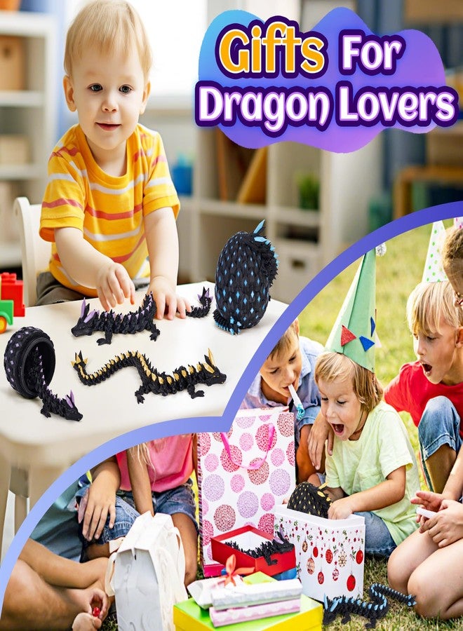 YILCER 3D Printed Dragon Eggs Mystery Dragon Egg Glow in The Dark Articulated Animals Fidget Toy Cool Crystal 3D Print Dinosaur Toys Dino Eggs for Boys Girls (Black Purple(Glow in The Dark)) - Image 4