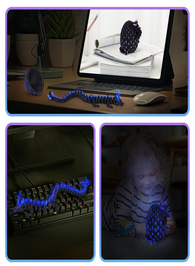 YILCER 3D Printed Dragon Eggs Mystery Dragon Egg Glow in The Dark Articulated Animals Fidget Toy Cool Crystal 3D Print Dinosaur Toys Dino Eggs for Boys Girls (Black Purple(Glow in The Dark)) - Image 5
