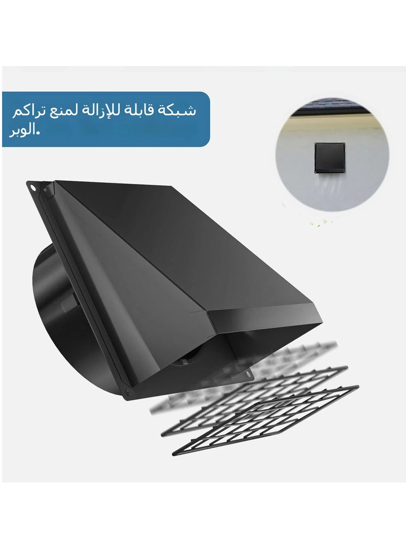 غطاء تنفيس مجفف خارجي مع شبكة قابلة للإزالة ، فتحة تهوية مروحة عادم مثبتة على الحائط مقاس 4 بوصات - Image 4