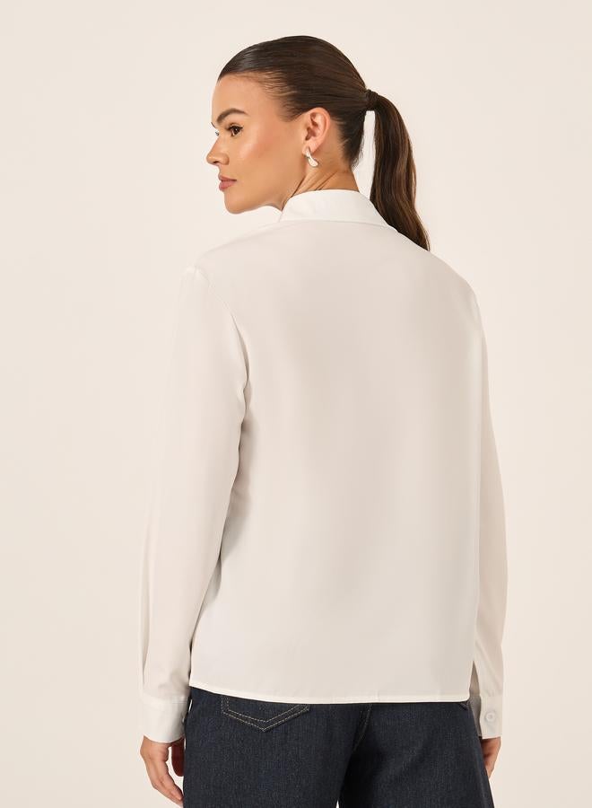 تايك تو قميص بأزرار مطرز بالزهور وأكمام طويلة - Image 5