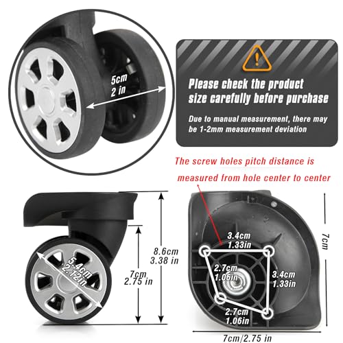 Zoofen Couple of Mute Replacement Luggage Suitcase Wheels Multi-Size Swivel Wheels(W045) - Image 2
