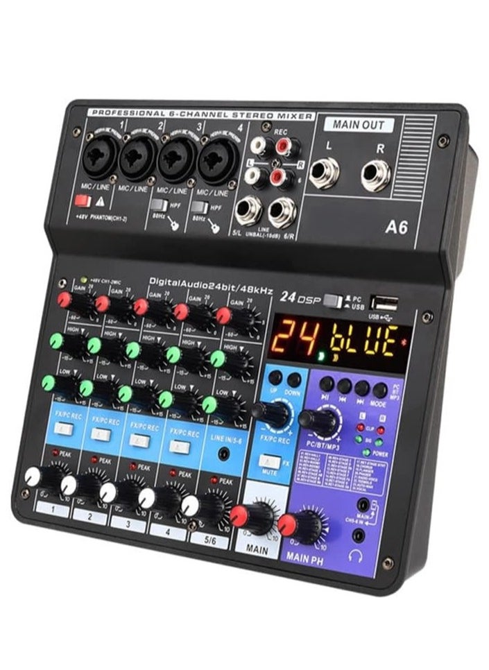 Protable Mini Mixer Audio Console with Sound Card USB Recording Singing Webcast Party Mixer