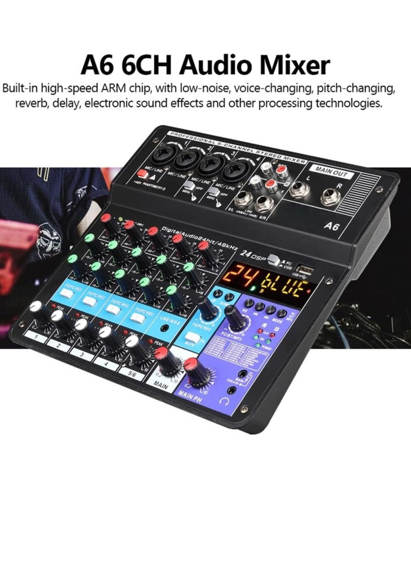 Protable Mini Mixer Audio Console with Sound Card USB Recording Singing Webcast Party Mixer