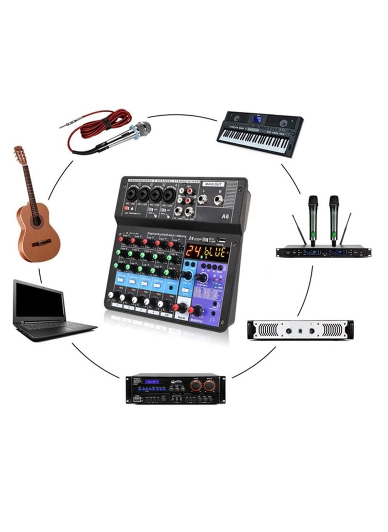 Protable Mini Mixer Audio Console with Sound Card USB Recording Singing Webcast Party Mixer