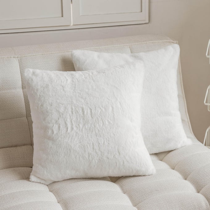 WHITE FUR 26X26 PILLOW COVERS SET OF 2 SUPER SOFT SHEEPSKINS EURO SHAMS DECORATIVE THROW PILLOW COVER FOR COUCH SOFA LIVING ROOM 26X26 INCH WHITE