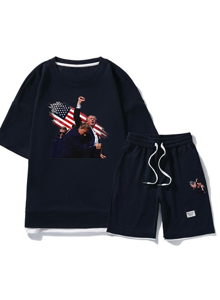 KUYING New Trump Print Short Sleeved Shorts Set - Image 1