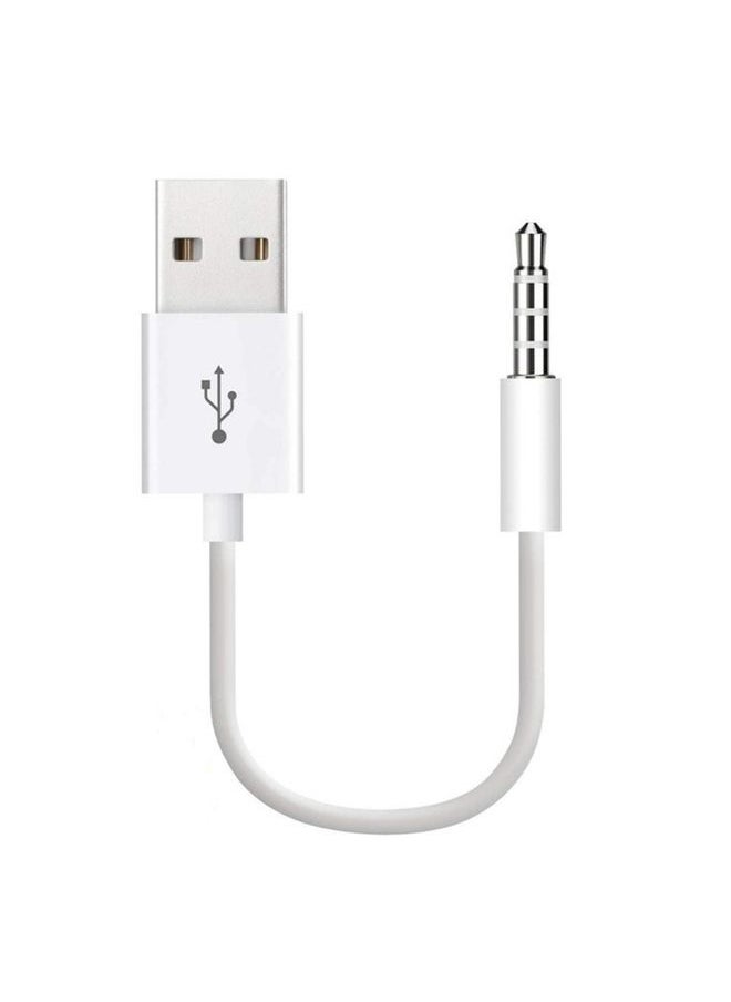 HuHa - JW-SM1 USB to 3.5mm Jack Data Sync & Charge Cable for iPod shuffle 1st /2nd /3rd /4th /5th /6th Generation, Length: 10cm(White) - Image 1