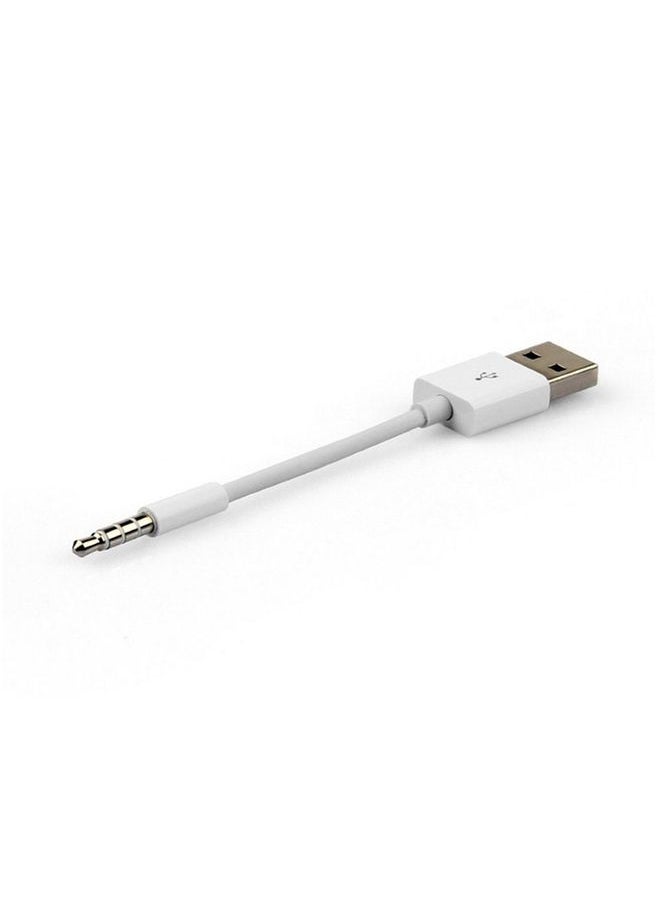 HuHa - JW-SM1 USB to 3.5mm Jack Data Sync & Charge Cable for iPod shuffle 1st /2nd /3rd /4th /5th /6th Generation, Length: 10cm(White) - Image 1