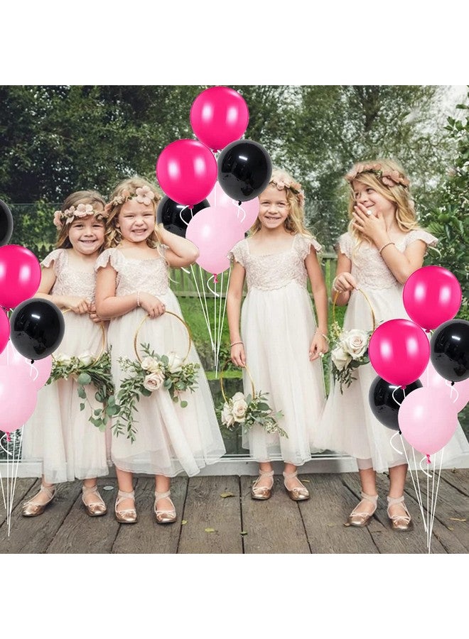 لوديو بالونات سوداء وردية ساخنة، 50 قطعة، 30.48 سم، بالونات باللون الأحمر الوردي والأسود، بالونات وردية ساخنة، بالونات منقطة لعيد ميلاد الطفل وحفلات العزوبية والعروس لتكون لوازم الحفلات - Image 5