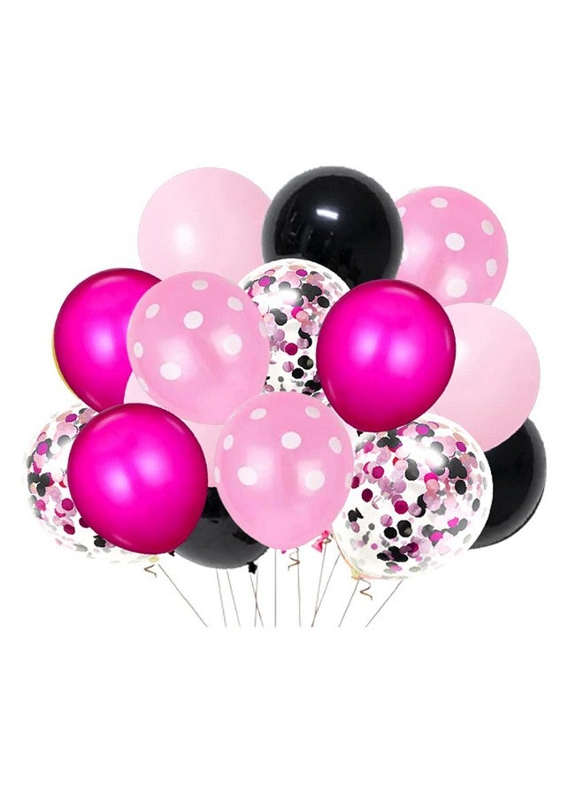 لوديو بالونات سوداء وردية ساخنة، 50 قطعة، 30.48 سم، بالونات باللون الأحمر الوردي والأسود، بالونات وردية ساخنة، بالونات منقطة لعيد ميلاد الطفل وحفلات العزوبية والعروس لتكون لوازم الحفلات - Image 2