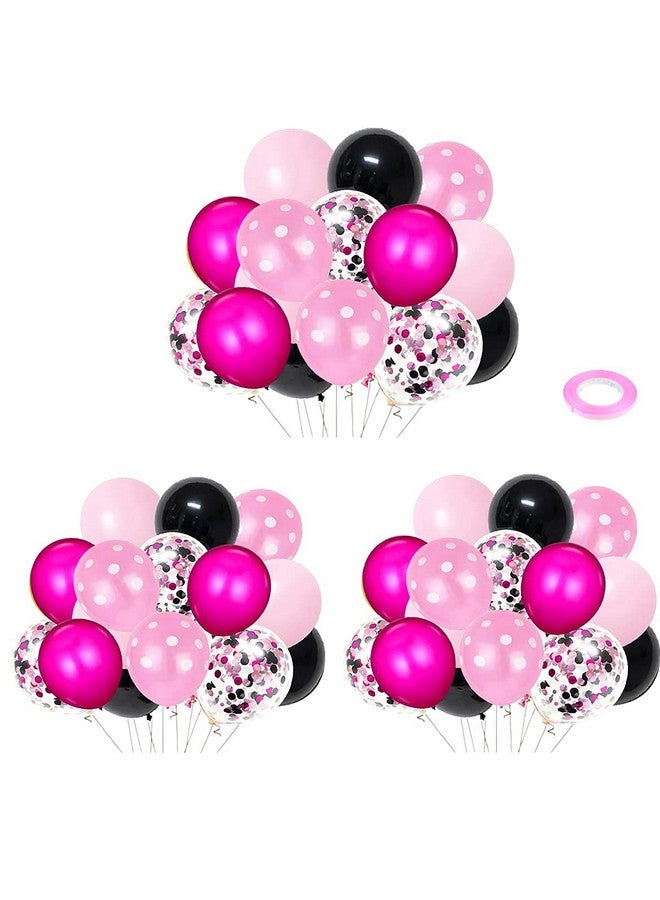 لوديو بالونات سوداء وردية ساخنة، 50 قطعة، 30.48 سم، بالونات باللون الأحمر الوردي والأسود، بالونات وردية ساخنة، بالونات منقطة لعيد ميلاد الطفل وحفلات العزوبية والعروس لتكون لوازم الحفلات - Image 3
