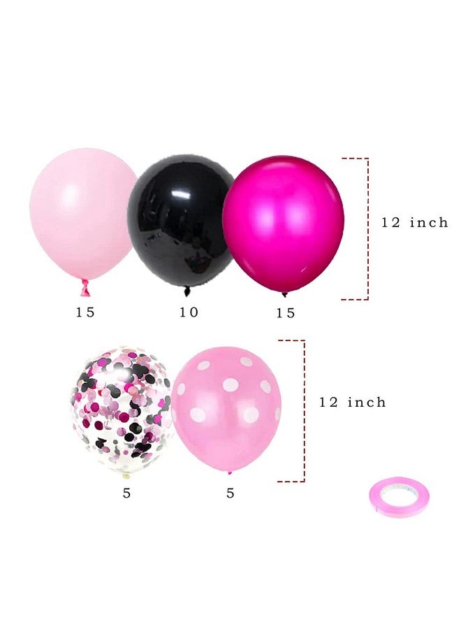 لوديو بالونات سوداء وردية ساخنة، 50 قطعة، 30.48 سم، بالونات باللون الأحمر الوردي والأسود، بالونات وردية ساخنة، بالونات منقطة لعيد ميلاد الطفل وحفلات العزوبية والعروس لتكون لوازم الحفلات - Image 4