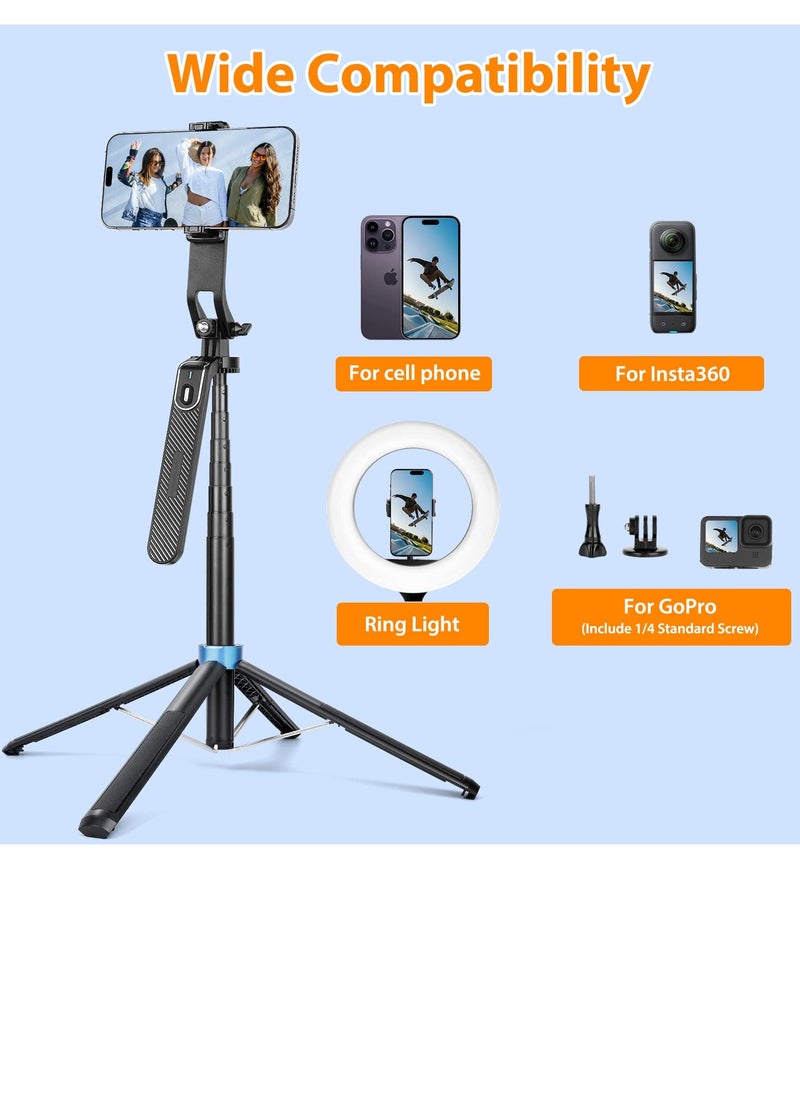 Eocean - 180cm Selfie Stick With Remote Antishake Phone Tripod With Balance Handle Solidest Tripod Stand Compatible With Iphone Android - Image 1