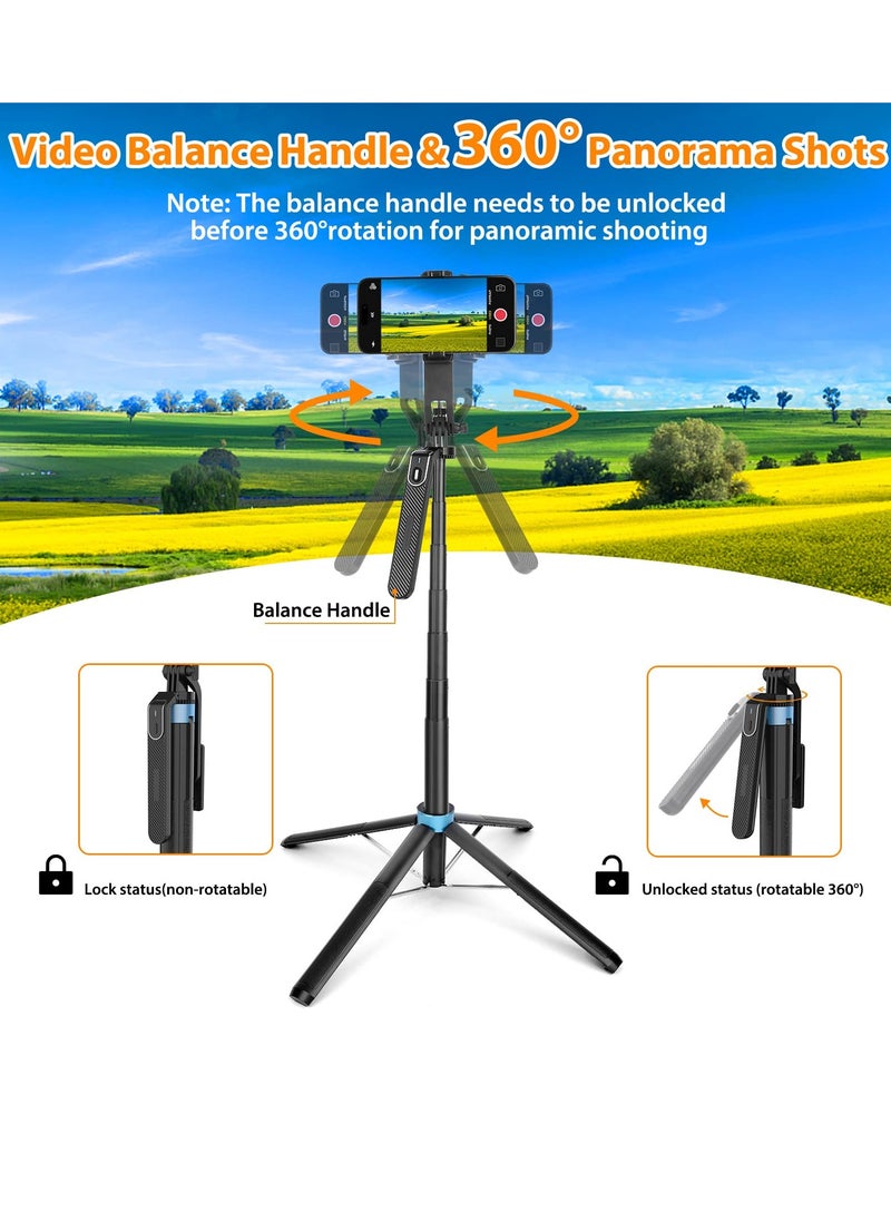 Eocean - 180cm Selfie Stick With Remote Antishake Phone Tripod With Balance Handle Solidest Tripod Stand Compatible With Iphone Android - Image 1