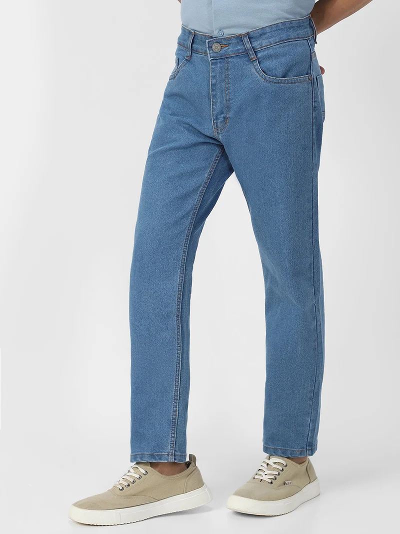 أوربانو فاشن Urbano Fashion Men's Light Blue Regular Fit Washed Jeans Stretchable