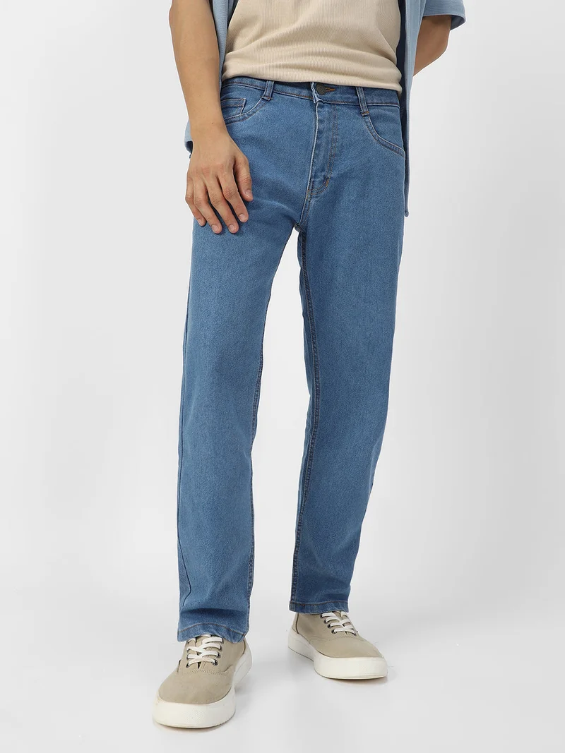 Urbano Fashion Men's Light Blue Regular Fit Washed Jeans Stretchable