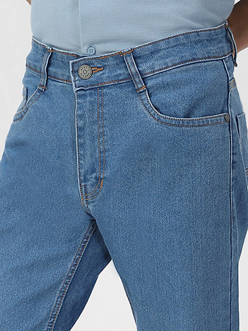 Urbano Fashion  Urbano Fashion Men's Light Blue Regular Fit Washed Jeans Stretchable  | Best Price UAE