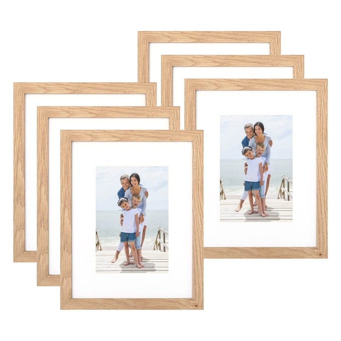 8X10 PICTURE FRAME SET OF 6 MADE OF PERSPEX GLASS DISPLAY PICTURE 5X7 WITH MAT OR 8X10 WITHOUT MAT WOOD GRAIN PHOTO FRAME FOR WALL MOUNTING OR TABLETOP DISPLAY FOR BIRTHDAY CHRISTMAS GIFTS