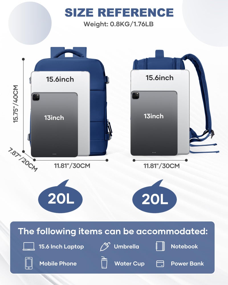 coowoz Travel Backpack Carry On for Women Man Gym Backpacks with Laptop Compartment Mochila de Viaje Teacher Personal Item Backpack Airplane Accessories Must Haves Royal Blue Small - Image 3