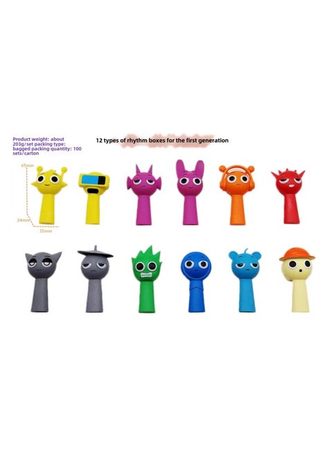 12 24 Rhythm Box Hand-held Music Game Peripheral Model Doll Ornaments-Color:12 Types Of Rhythm Boxes For The 1st Generation