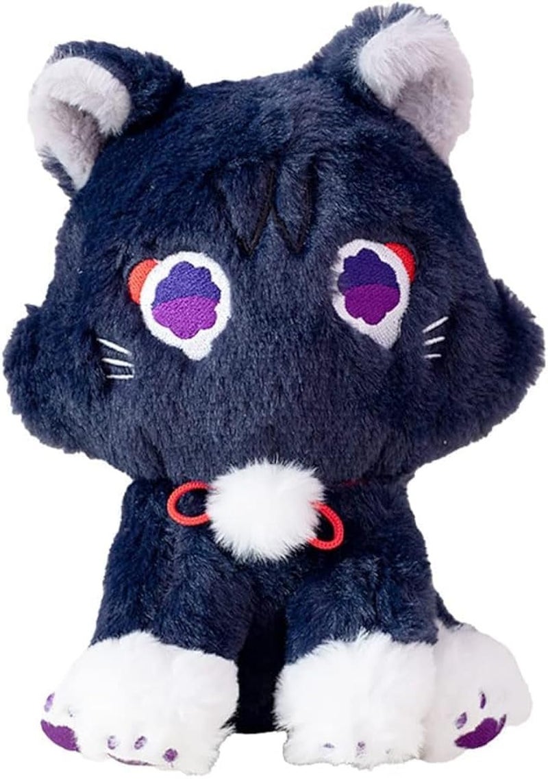 XIAOHONG 22 cm Genshin Impact Cat Plush Toy, Hiker Cat Plush Stuffed Animal Plush, Cute Genshin Impact Scaramouche Cat Plush Doll Stuffed Toy, Scara Cat Plush Cushion for - Image 1