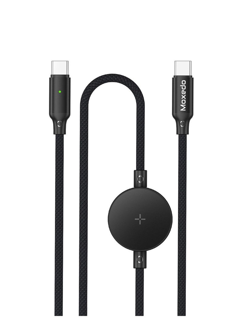 Moxedo 2 in 1 Charging Cable 60W PD Watch Wireless Charger with USB-C to USB-C Nylon Braided Cable Compatible for Samsung Galaxy Watch - Image 1