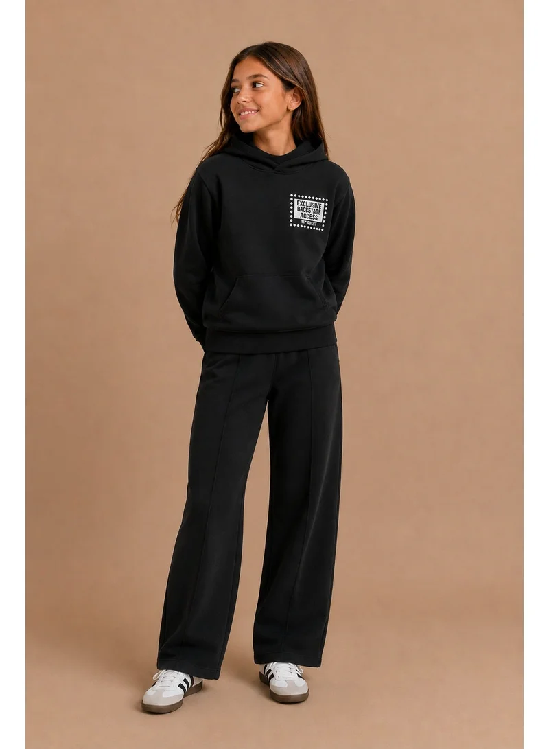 فكتور اند جين Girls Front and Back Graphic Sweatshirt Hoodie and Wide Leg Pants Set