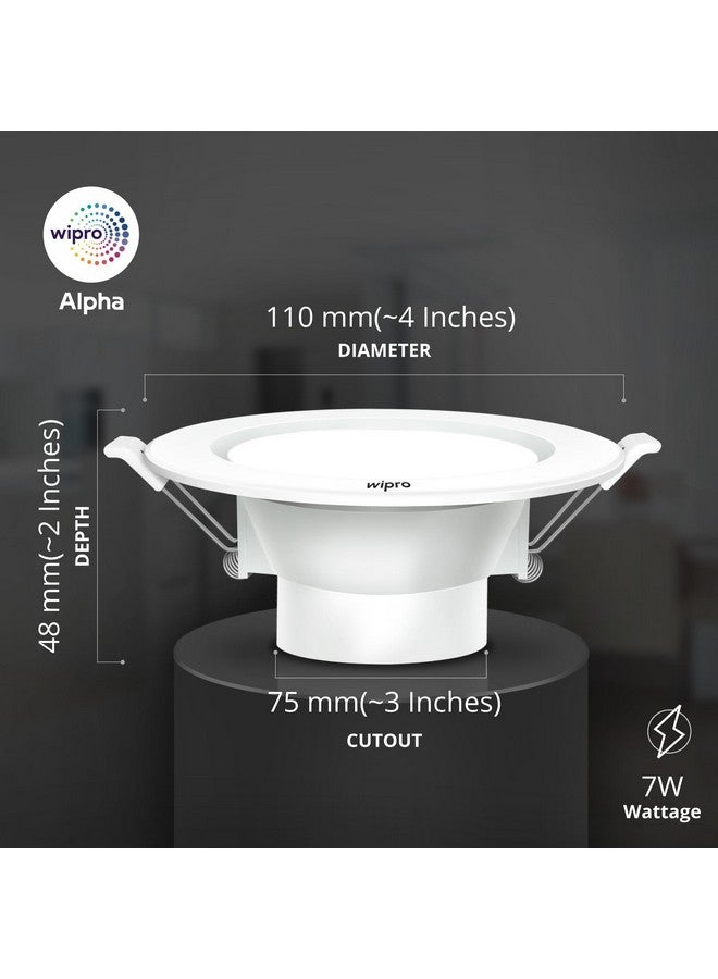 wipro Alpha 7W Round Downlight Junction Box | Cool Day White (6500K) | Glare-Free Design |Recessed Down Light For False Ceiling | Cutout ? 3 Inch | Pack Of 10 - Image 3