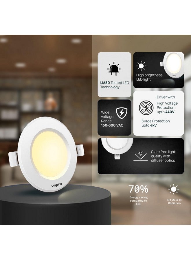 wipro Alpha 7W Round Downlight Junction Box | Cool Day White (6500K) | Glare-Free Design |Recessed Down Light For False Ceiling | Cutout ? 3 Inch | Pack Of 10 - Image 5