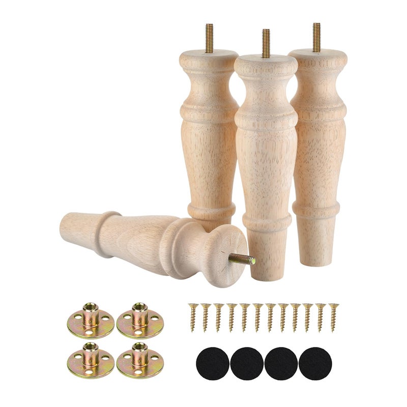 Michanco Wooden Furniture Legs 8 Inch Set of 4 Unfinished Replacement Parts for Couch Sofa Chair Ottoman Cabinet - Image 1