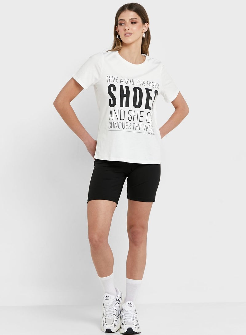VERO MODA Crew Neck Slogan T-Shirt - Image 1