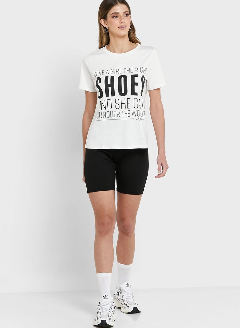 VERO MODA Crew Neck Slogan T-Shirt - Image 4