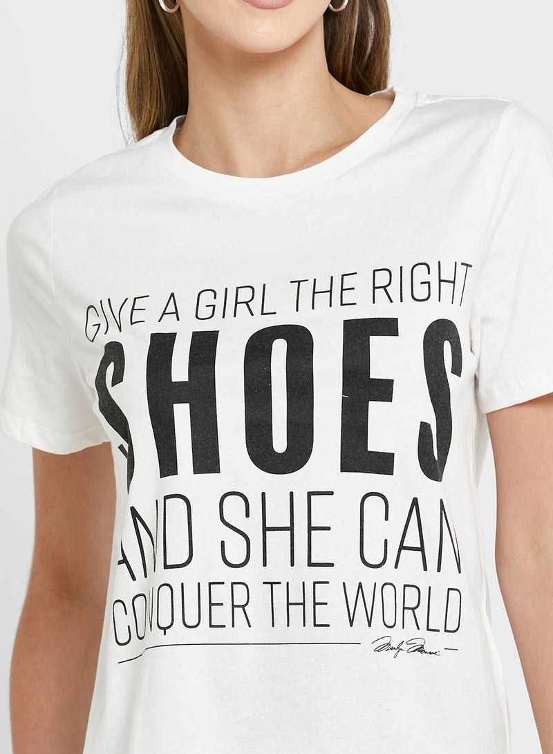 VERO MODA Crew Neck Slogan T-Shirt - Image 3