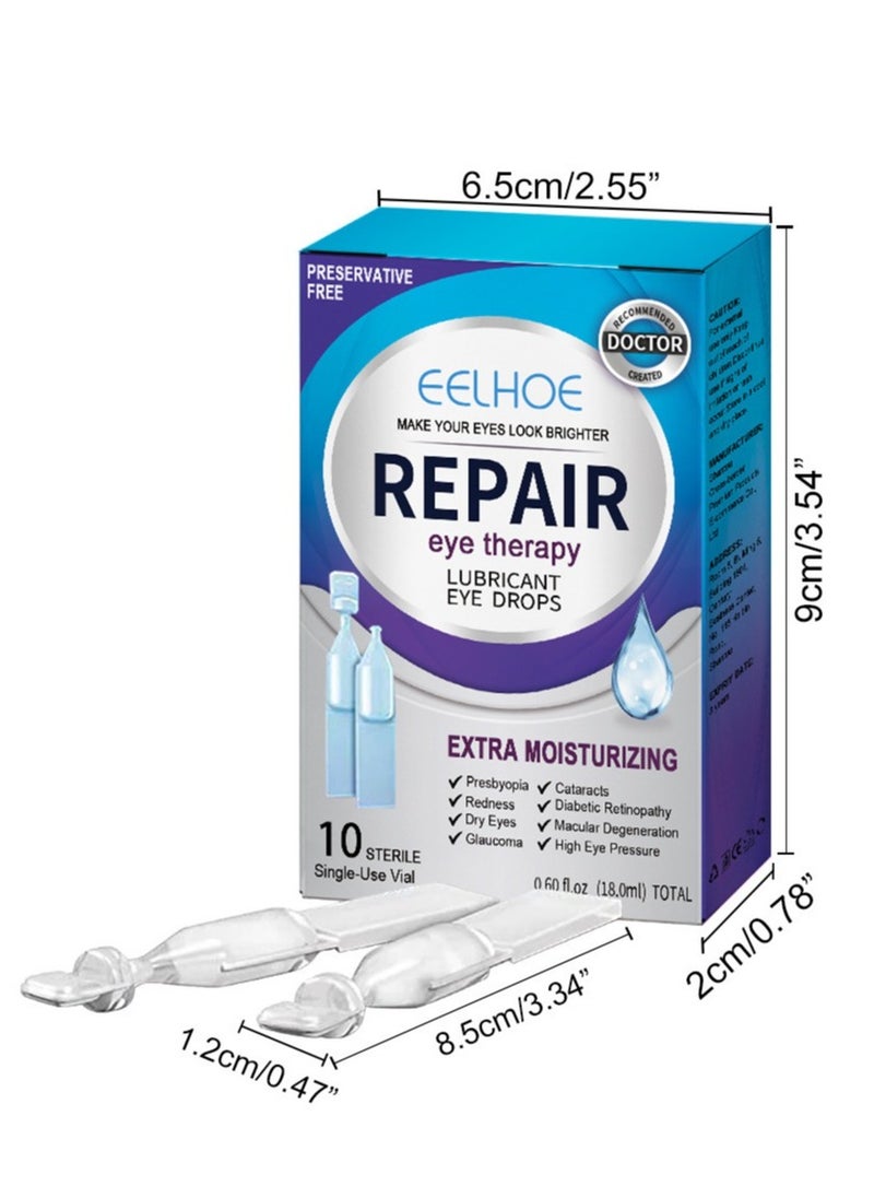 EELHOE - 10 قطع من قطرات العين الطبيعية المرطبة، تعمل على تجديد تغذية العين للعناية بالعين، وتخفف من تعب العين، وقطرات العين للعيون الجافة، وقطرات العين المرطبة لعلاج جفاف العين، وتوفر راحة طويلة الأمد - Image 1