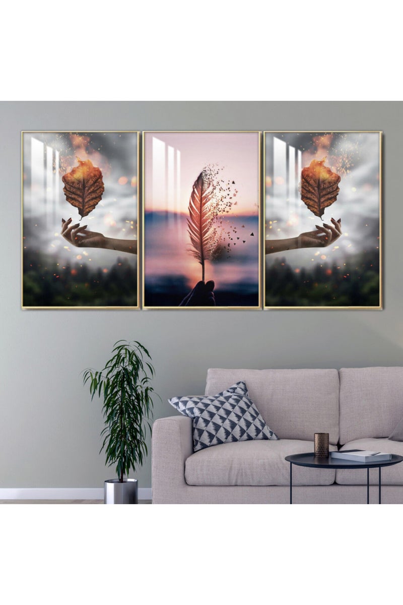 ماركتنا ثلاث لوحات جدارية خشبية بإطار وطبقة أكريليك شفافة - Image 1