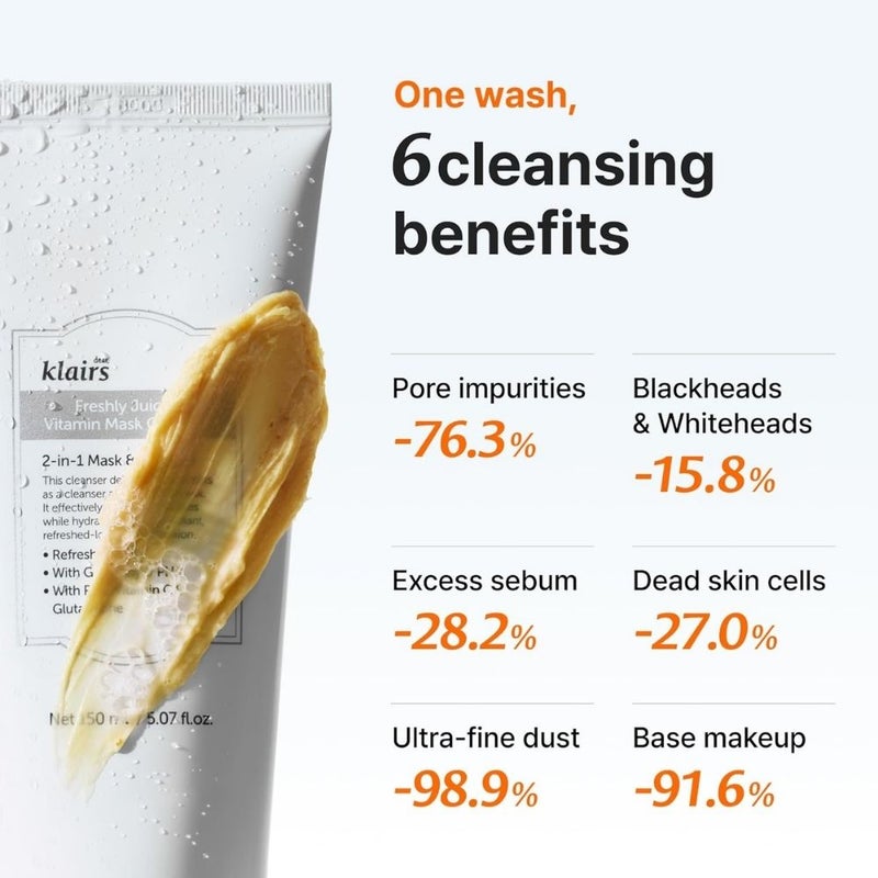 Klairs Freshly Juiced Vitamin Mask Cleanser (150ml) - Image 3