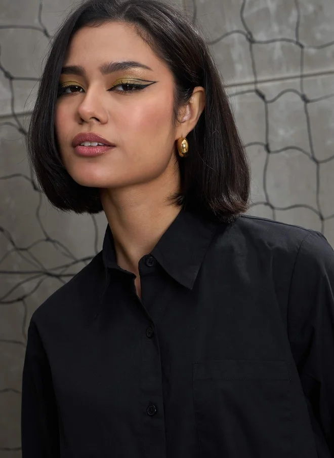 SASSAFRAS Black Cotton Casual Shirt for Women