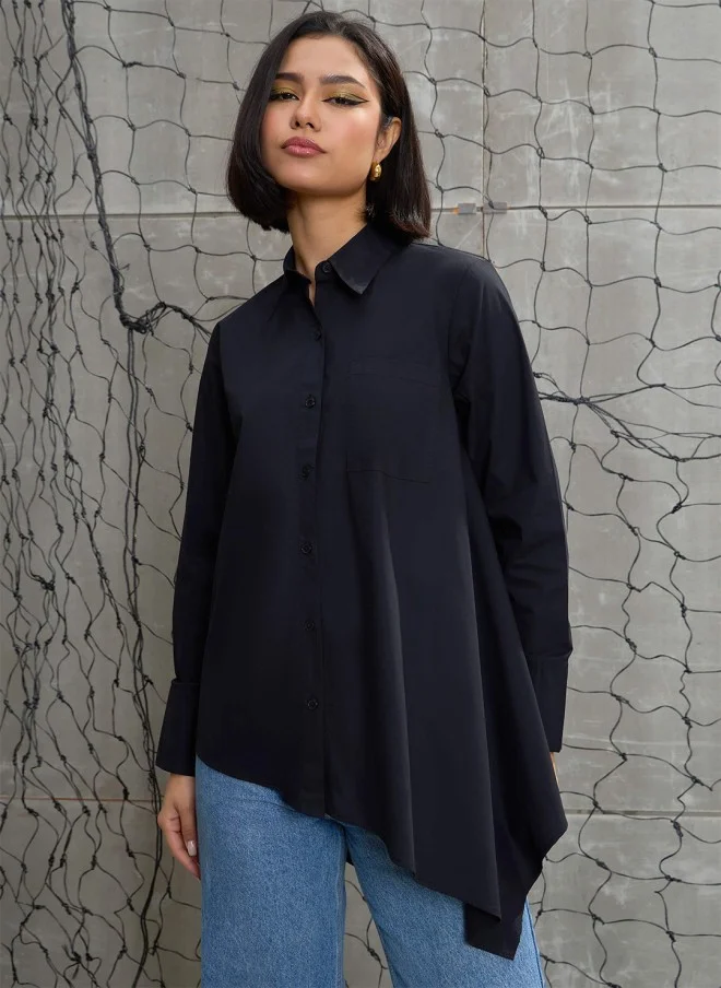 SASSAFRAS Black Cotton Casual Shirt for Women
