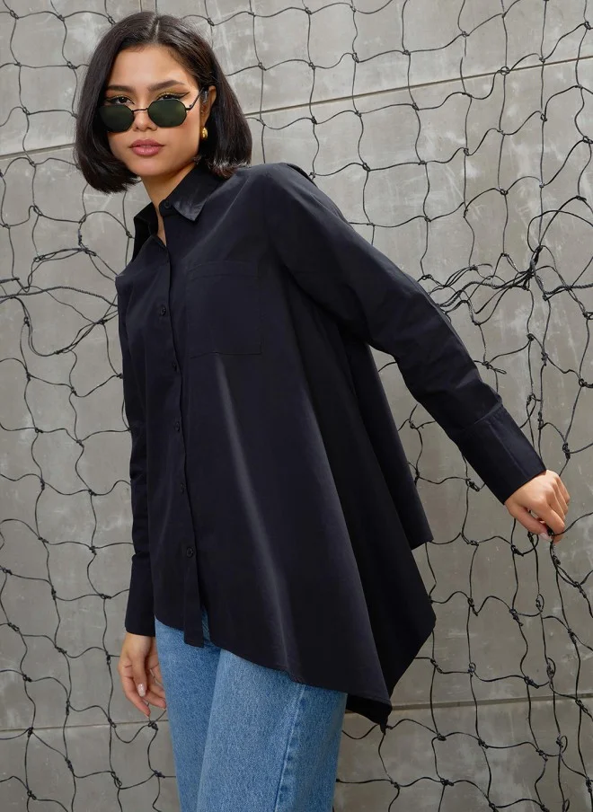 SASSAFRAS Black Cotton Casual Shirt for Women