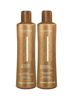 Cadiveu Cadiveu Brasil Cacau Anti Frizz Shampoo & Conditioner Set | Professional Keratin Treatment | Daily Use for Smooth & Silky Hair | Enriched with Keratin, Cocoa & Panthenol | 2 x 300ml (10.1 fl. oz.)  - Image 1